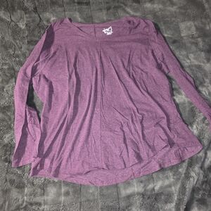 Just My Size Women's Long-Sleeve Scoop Neck Top - Plum Heather